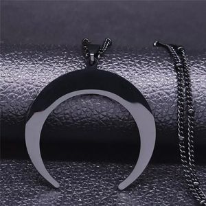 Black Crescent Moon Necklace